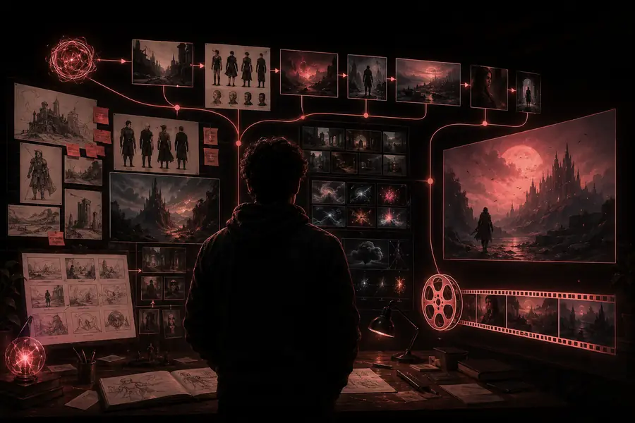 A structured cinematic video result shaped by scenes and references